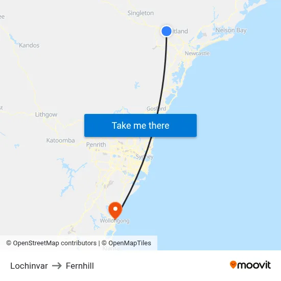 Lochinvar to Fernhill map