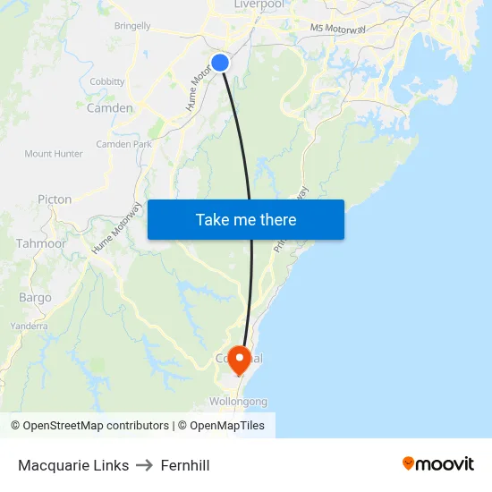 Macquarie Links to Fernhill map