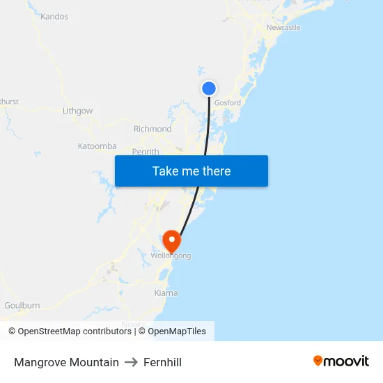 Mangrove Mountain to Fernhill map