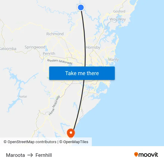 Maroota to Fernhill map