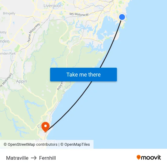 Matraville to Fernhill map