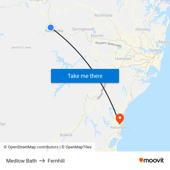 Medlow Bath to Fernhill map