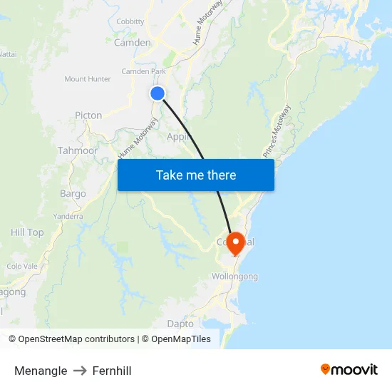 Menangle to Fernhill map
