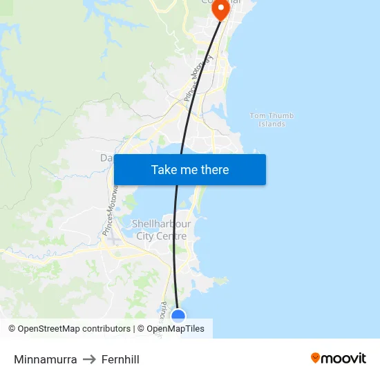 Minnamurra to Fernhill map