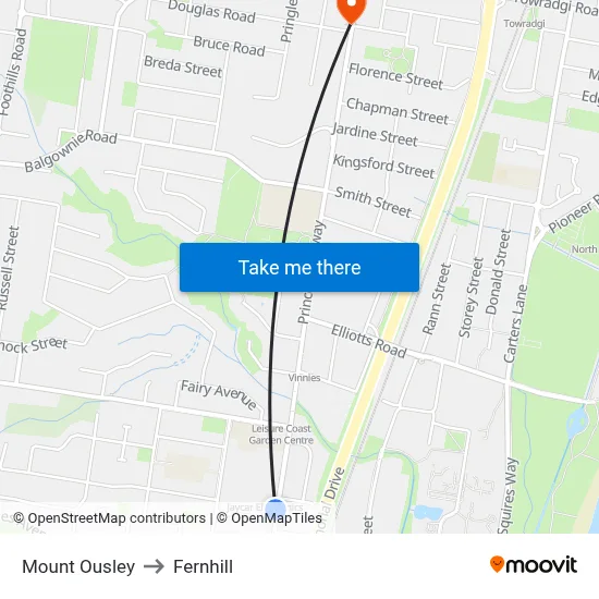 Mount Ousley to Fernhill map