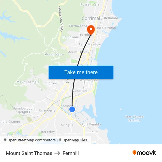 Mount Saint Thomas to Fernhill map