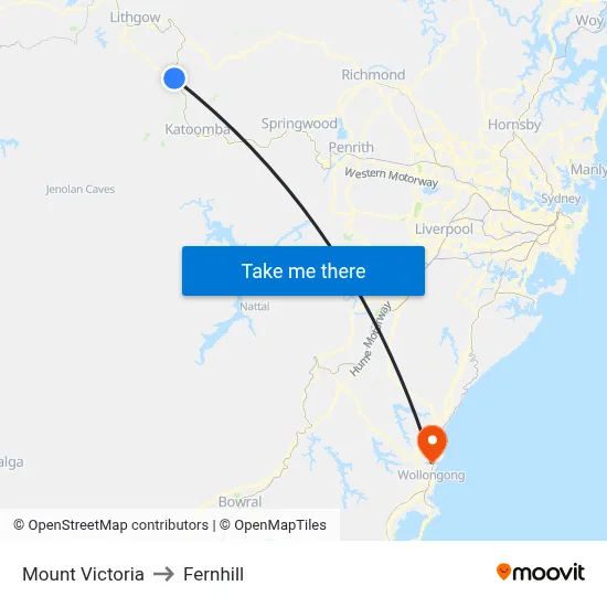 Mount Victoria to Fernhill map