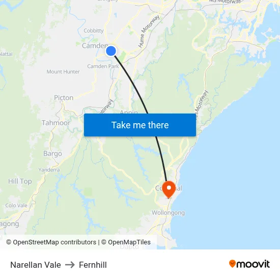 Narellan Vale to Fernhill map
