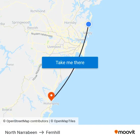 North Narrabeen to Fernhill map