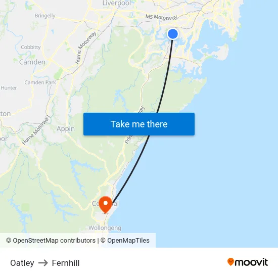 Oatley to Fernhill map