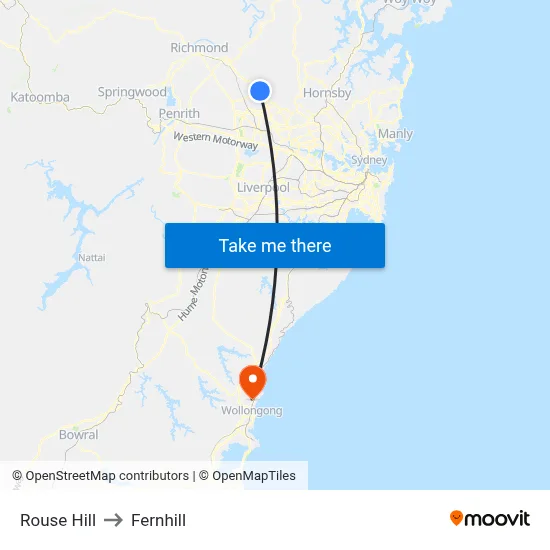 Rouse Hill to Fernhill map