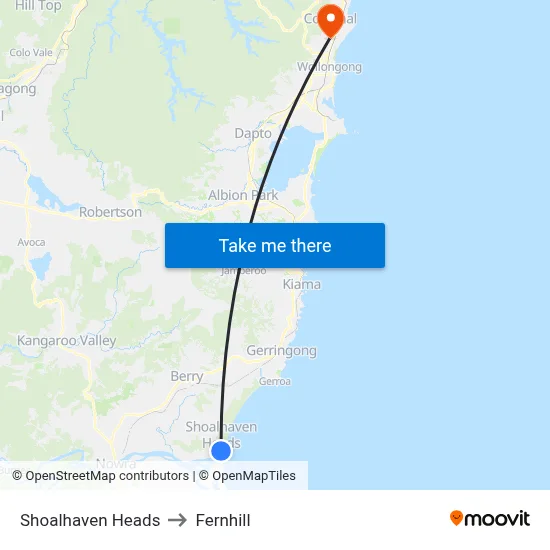 Shoalhaven Heads to Fernhill map