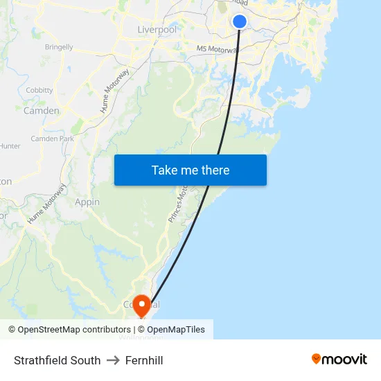 Strathfield South to Fernhill map