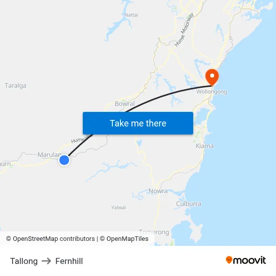 Tallong to Fernhill map