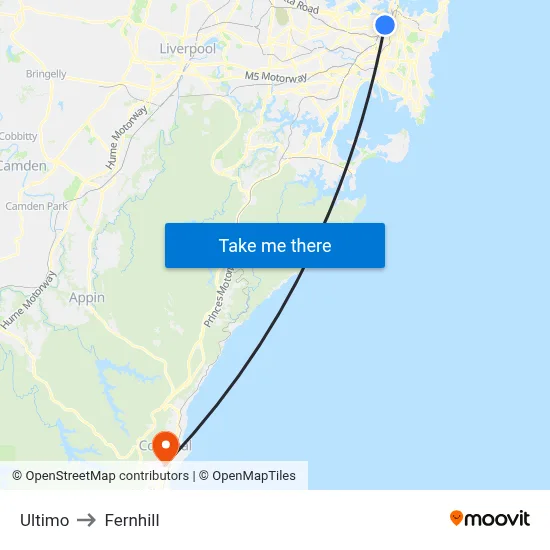 Ultimo to Fernhill map