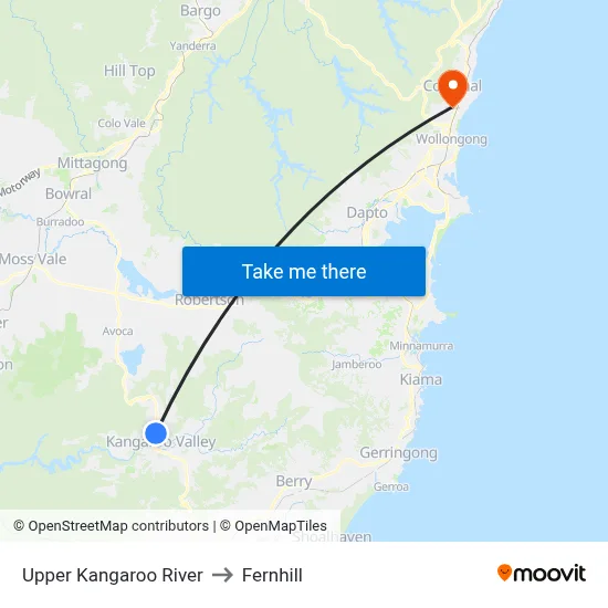 Upper Kangaroo River to Fernhill map