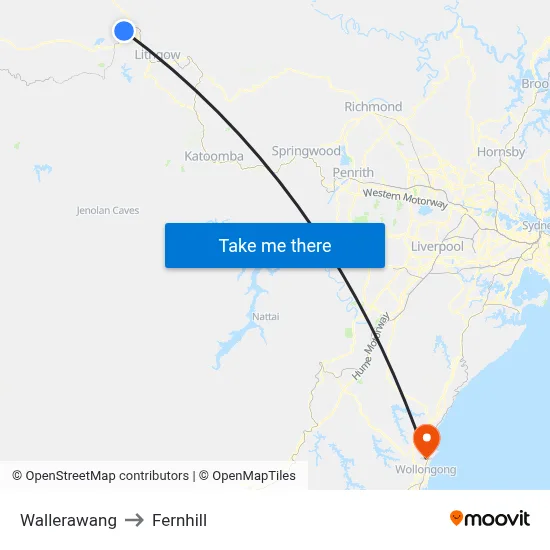 Wallerawang to Fernhill map