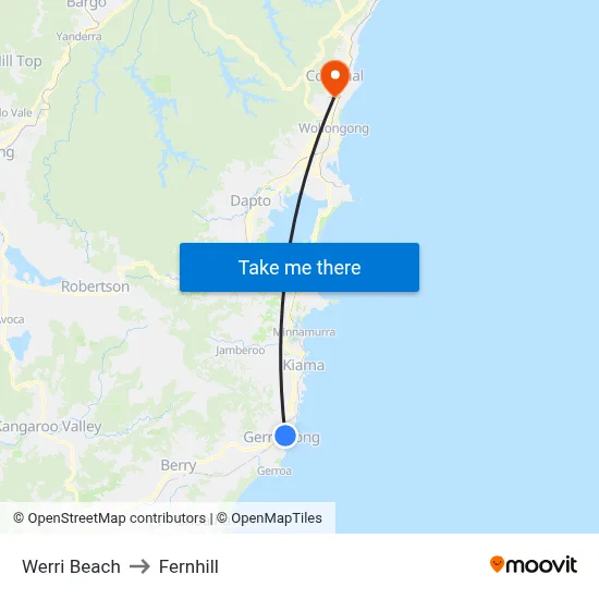 Werri Beach to Fernhill map