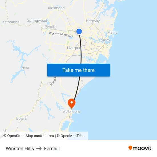 Winston Hills to Fernhill map