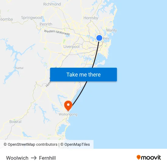 Woolwich to Fernhill map