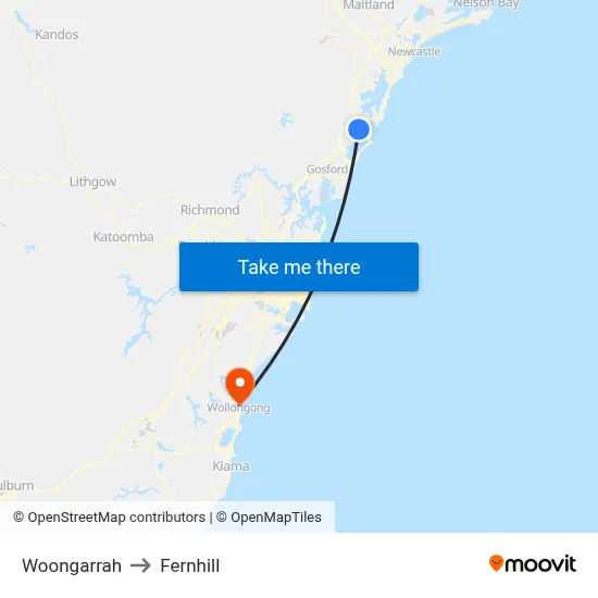 Woongarrah to Fernhill map
