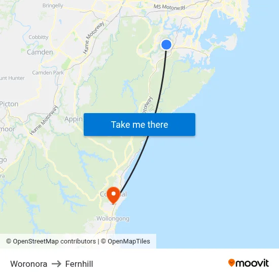 Woronora to Fernhill map