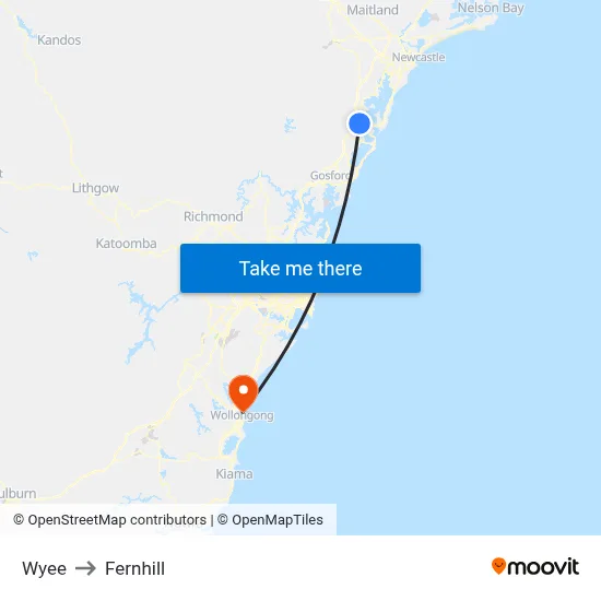 Wyee to Fernhill map