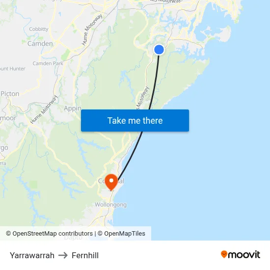 Yarrawarrah to Fernhill map