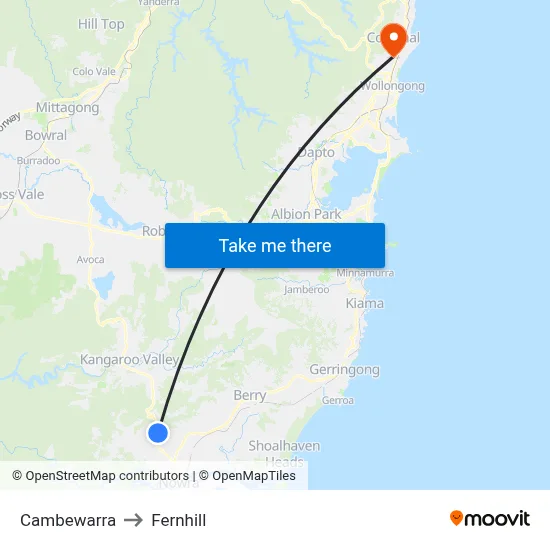 Cambewarra to Fernhill map