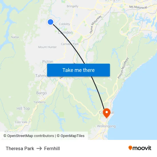 Theresa Park to Fernhill map