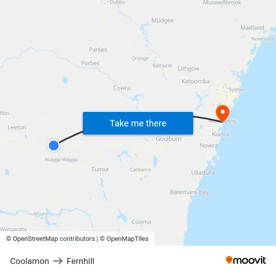 Coolamon to Fernhill map