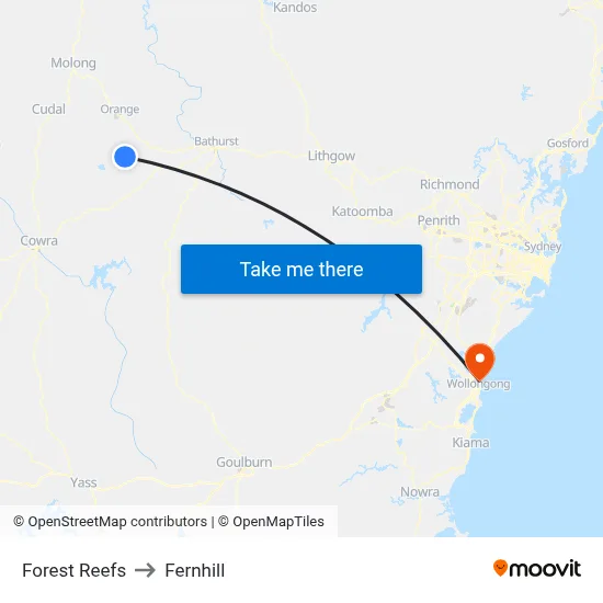 Forest Reefs to Fernhill map