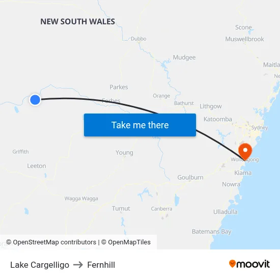 Lake Cargelligo to Fernhill map
