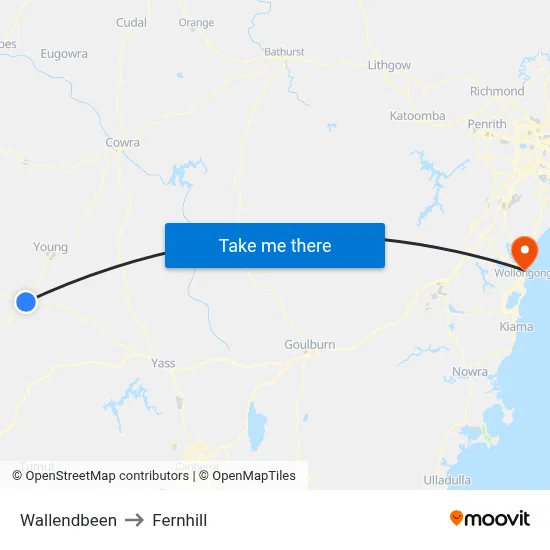 Wallendbeen to Fernhill map