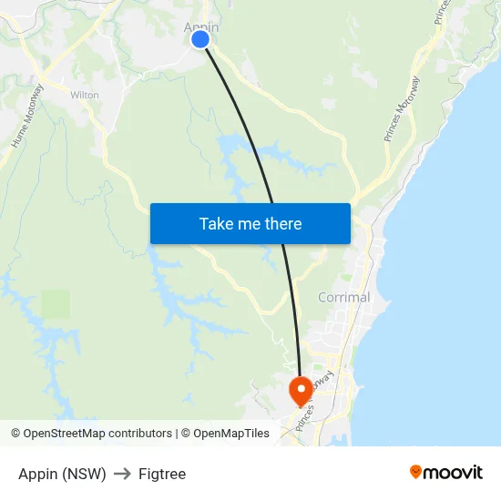 Appin (NSW) to Figtree map