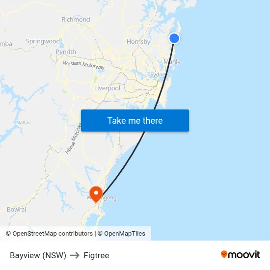 Bayview (NSW) to Figtree map