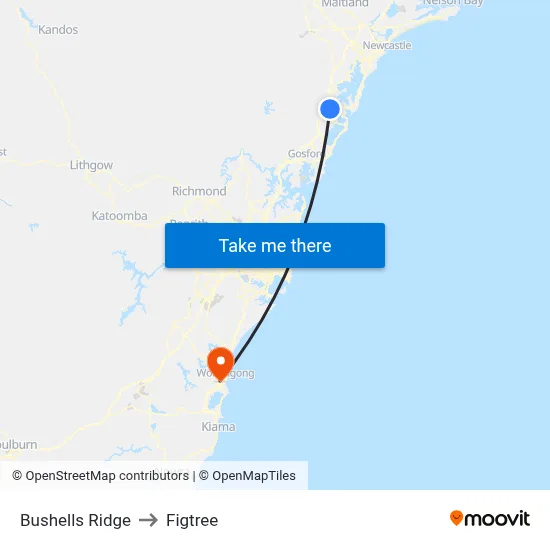 Bushells Ridge to Figtree map