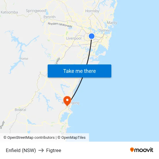 Enfield (NSW) to Figtree map