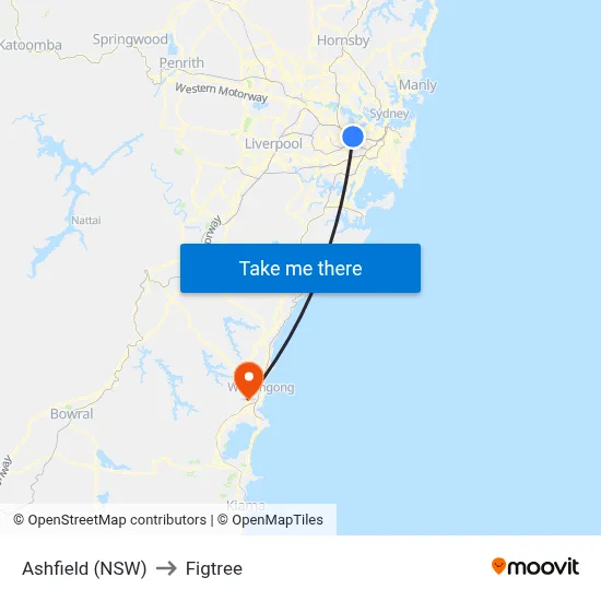 Ashfield (NSW) to Figtree map
