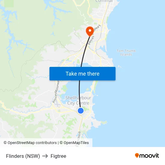 Flinders (NSW) to Figtree map