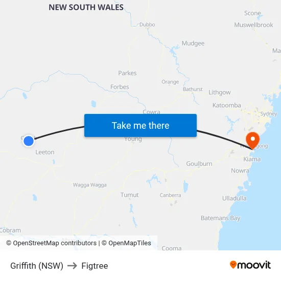 Griffith (NSW) to Figtree map