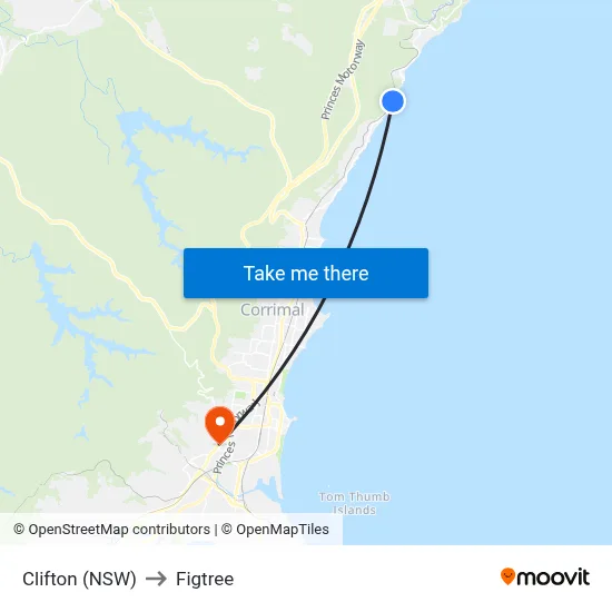 Clifton (NSW) to Figtree map