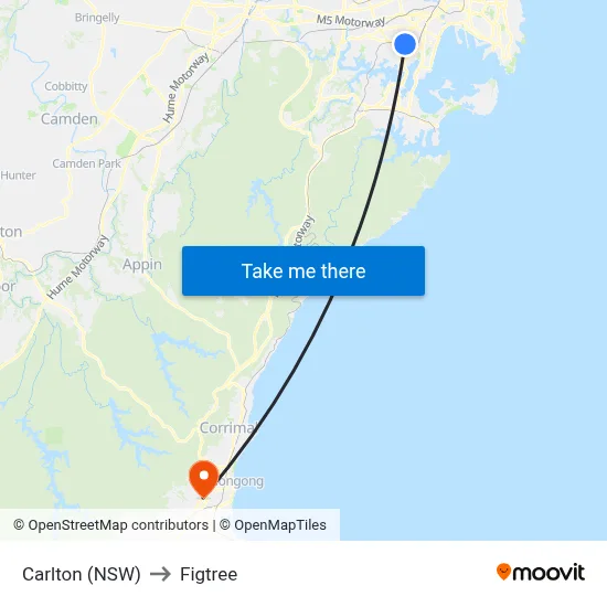 Carlton (NSW) to Figtree map