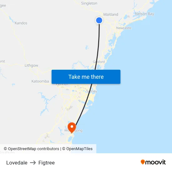 Lovedale to Figtree map