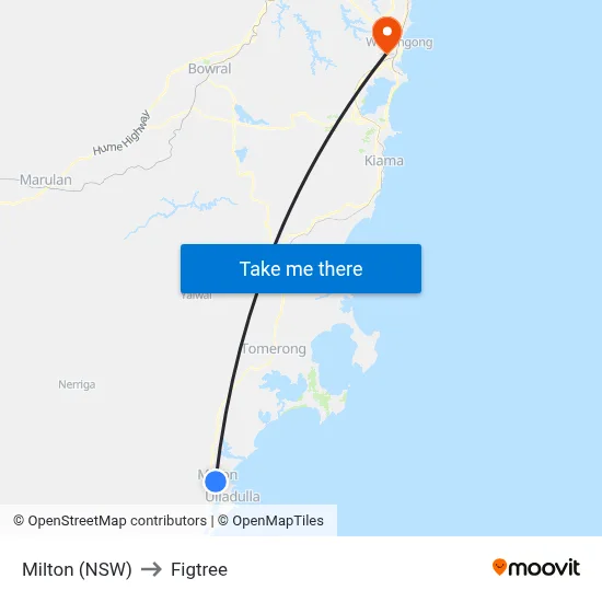 Milton (NSW) to Figtree map