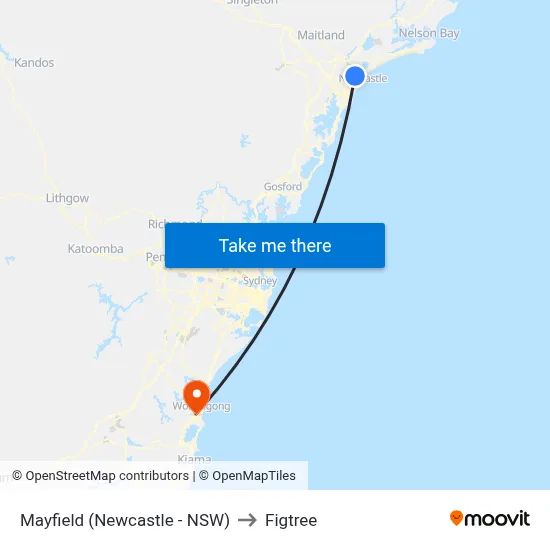 Mayfield (Newcastle - NSW) to Figtree map