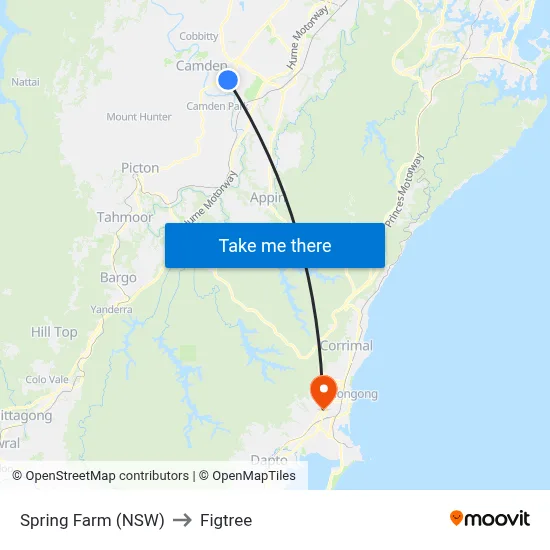 Spring Farm (NSW) to Figtree map