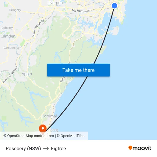 Rosebery (NSW) to Figtree map