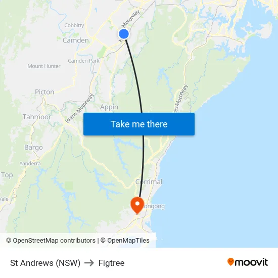 St Andrews (NSW) to Figtree map