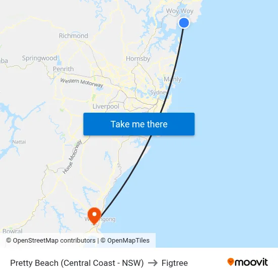 Pretty Beach (Central Coast - NSW) to Figtree map